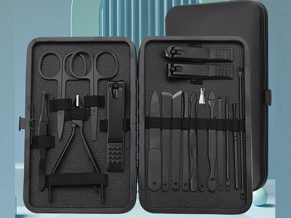 Zestaw do paznokci przybornik manicure pedicure etui cążki 18 elementów