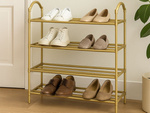 Étagère à chaussures organiseur de chaussures armoire à étages étagère dorée 4 niveaux grande