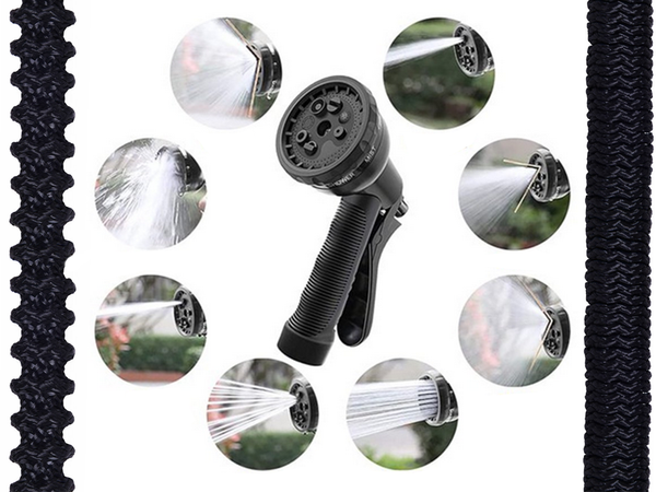 Kerti tömlő 15m stretch csatlakozók pisztolyhorog