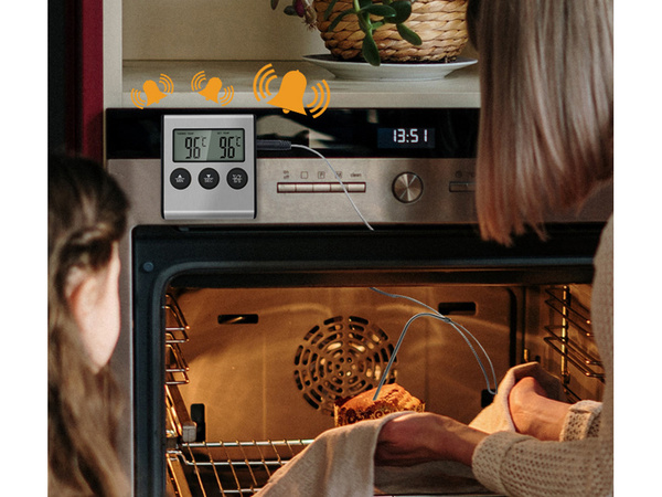 Thermomètre avec thermosonde pour la cuisson des viandes fumées