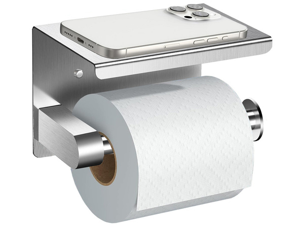 DRŽIAK TOALETNÉHO PAPIERA S TELEFÓNNOU POLIČKOU PRE KÚPEĽŇU WC OCEĽ