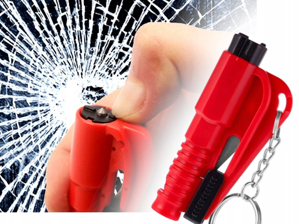 Life safety hammer key ring knife