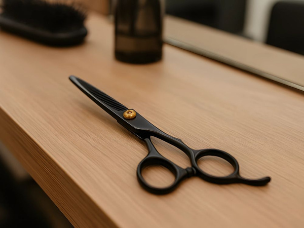 Profesionālas friziera šķēres 17 cm melnas tekstūras