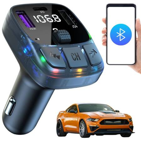 Fm mp3 transmisor de volumen 2 x usb + usb c bluetooth 5.3 lcd 12v