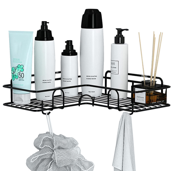 Loft esquina baño ducha estante gancho colgante negro