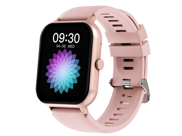 Inteligentné hodinky pre ženy a mužov s gumovým remienkom, športové, Bluetooth, volania, ružové