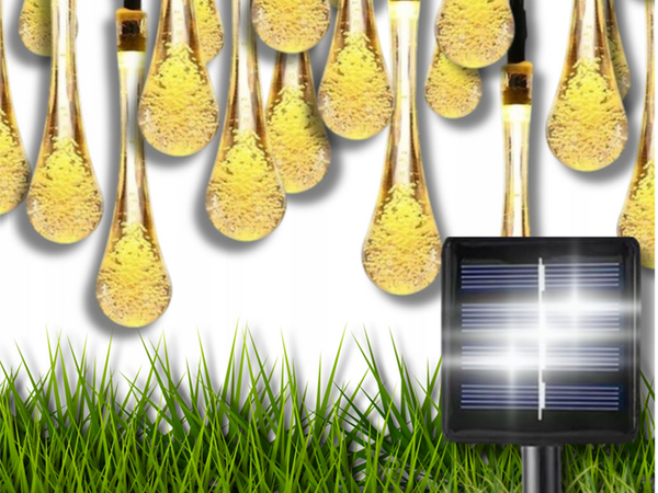 Luces solares jardín carámbano guirnalda terraza balcón 50 led