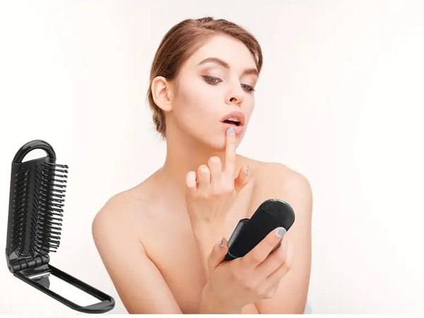 Brosse à cheveux miroir pliant miroir de voyage pratique avec miroir