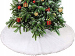 Christmas tree mat white furry 90 cm round