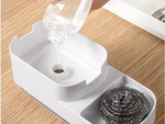 Dispensador de líquido lavavajillas para fregadero de cocina, dispensador con esponja