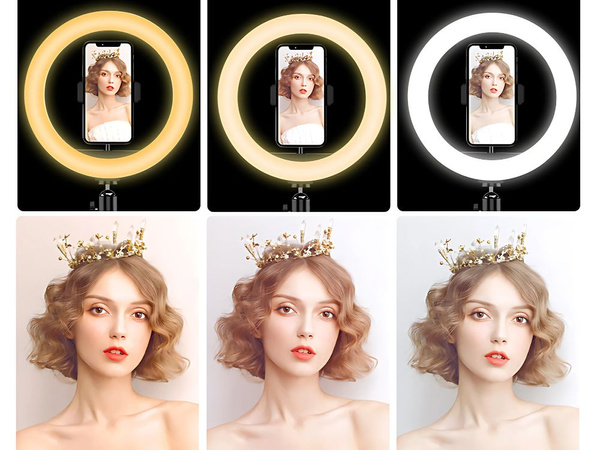Led rgb ring light + phone holder + adjustable tripod