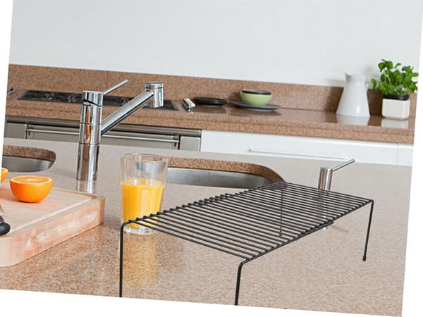 Étagère en métal largeur réglable extensible pour organisateur de cuisine noir