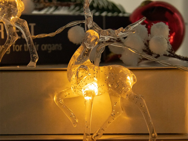 Vánoční osvětlení sobí girlanda 10 vedla s třpytkami pro vánoční stromek