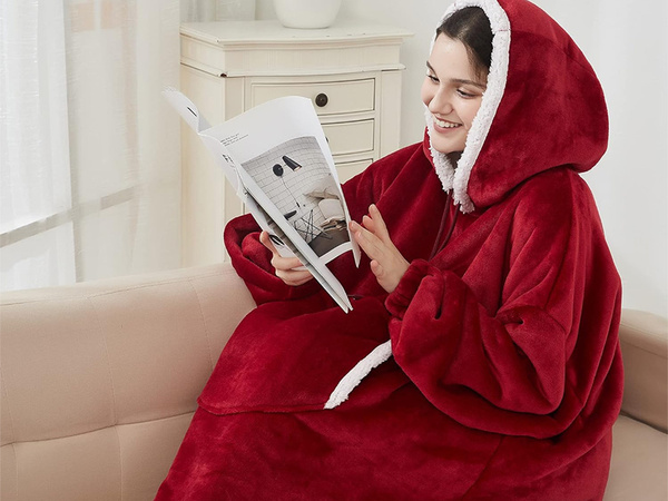 Warmes sweatshirt oversize-decke xxl 2in1 dickes fell weiches kapuzenmantel