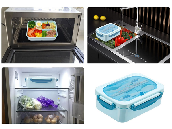 Lunchbox śniadaniówka pojemnik na śniadanie obiad z przegródkami sztućce