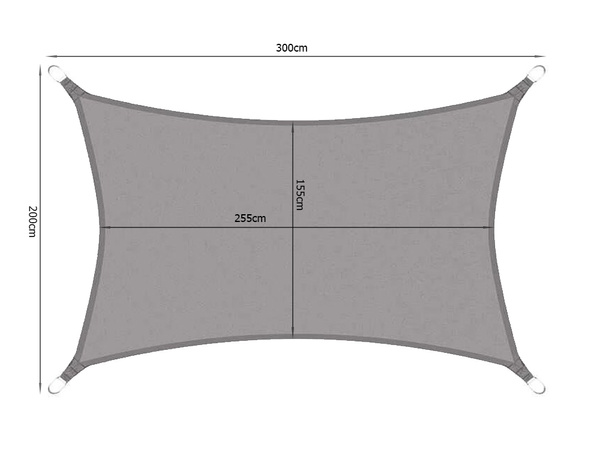 Veekindel aias päikesevari 3x2m hall ristkülik markiis