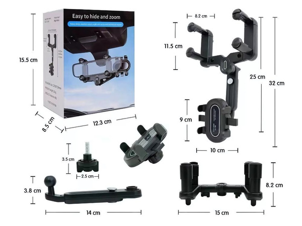 Support de voiture pour le rétroviseur rotatif support de téléphone rotatif