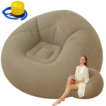 Inflatable seat pouffe velour chair light soft comfortable relaxation
