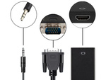 Kabelový převodník vga-hdmi full hd d-sub adaptér s 3,5 jackem a usb