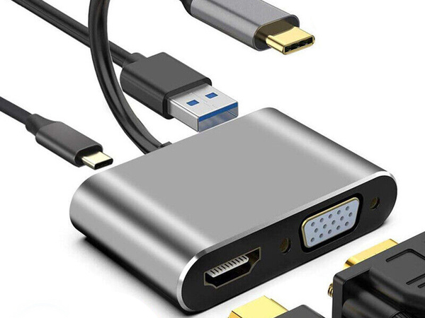 Adaptér usb-c na hdmi 4k vga hub usb 3.0 usb-c power delivery adapter