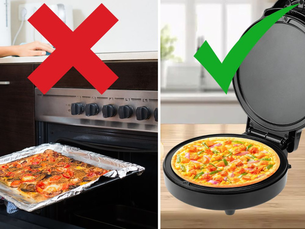 Horno eléctrico para pizza 1000w revestimiento antiadherente cocción rápida