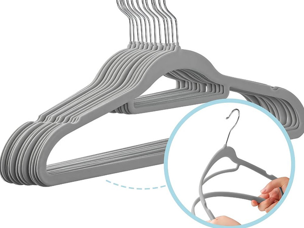 Velúr ruhafogas szürke csúszásgátló 20 darabos készlet