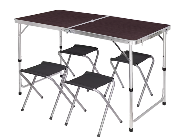 Folding camping table tourist table set with 4 chairs garden table