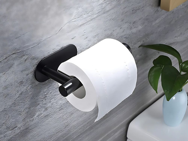 Wc papírtartó wc öntapadós fúrás nélkül fekete loft metal