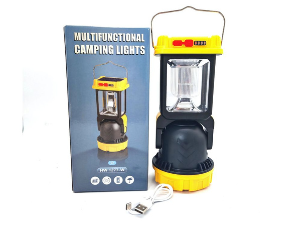 Lampe de camping solaire a led avec support de suspension pour le camping 5 modes