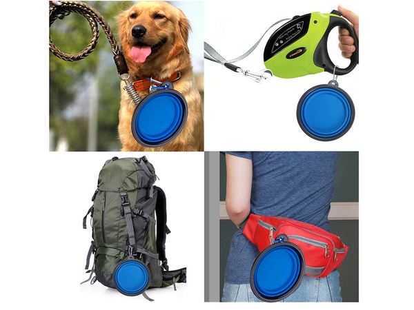 Миска силиконовая для собак складная туристическая карабинер 400 мл