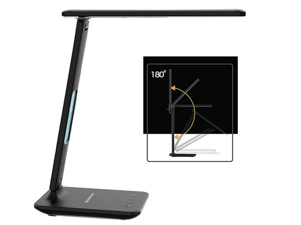 Led galda lampa skola usb pulkstenis qi lādētājs