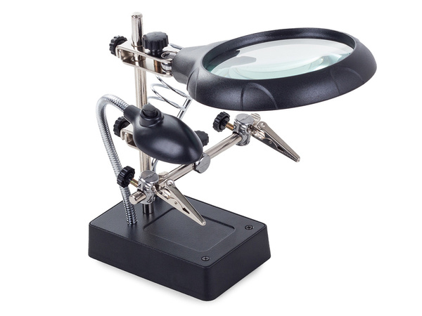 Lupa trzecia ręka 5 led uchwyt 2,5x 90mm lutowania