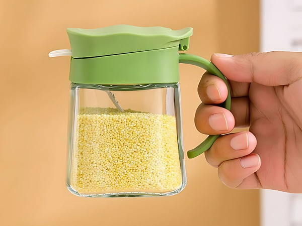 Garšvielu trauks ar stikla rokturi 300 ml burciņa + karotīte