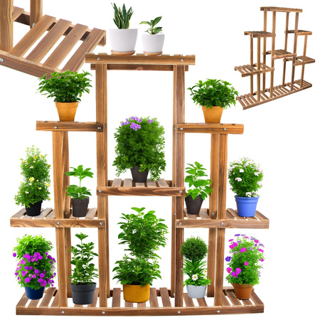 Flower pot high standing wooden flower bed 3 tier bookcase