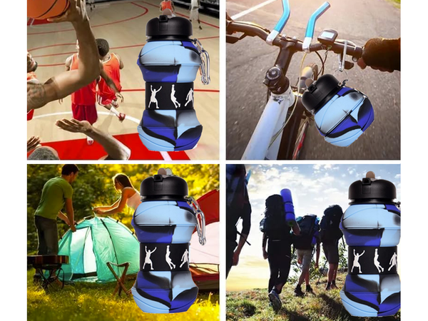 Foldable sports water bottle silicone sports bottle with spout mouthpiece 500