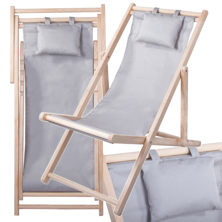 Wooden deckchair beach chairs folding garden cushion beach chair