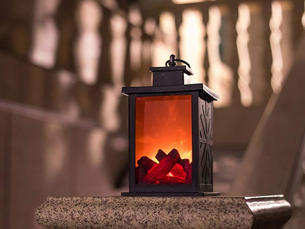Lanterne décorative cheminée led lampe flamme mobile batteries électriques