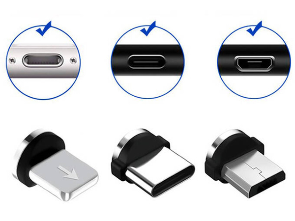 Magnetický nabíjecí kabel 3w1 micro typ-c usb lightning 1m