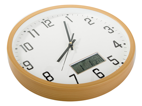 Reloj de pared grande silencioso 30cm puntero redondo fecha temperatura segundos