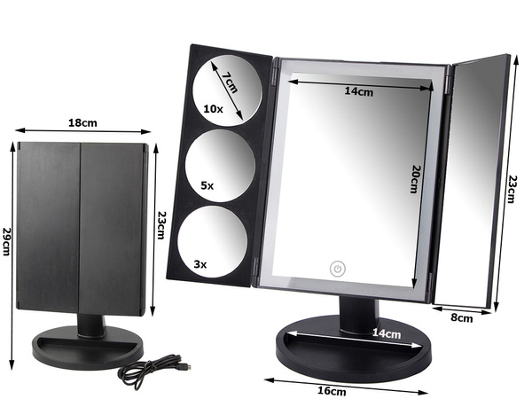 Miroir de maquillage led grossissant 3x 5x 10x