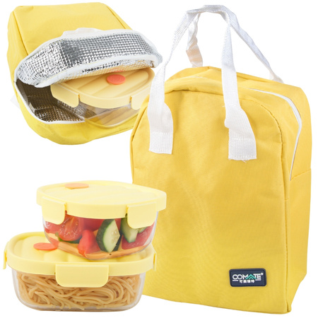 2 recipientes de vidrio para alimentos con tapa bolsa térmica resistente al calor
