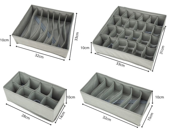 Underwear organiser sock drawer cupboard box set of 4 pieces