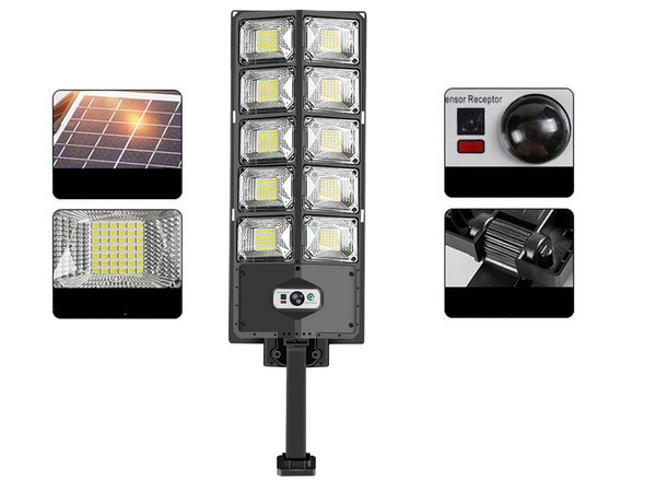 Lámpara led solar sensor de movimiento crepúsculo control remoto farola luz de la noche