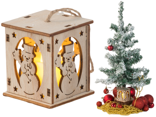 Arbre de noël suspendu en bois lanterne lumineuse décoration de noël bonhomme de neige
