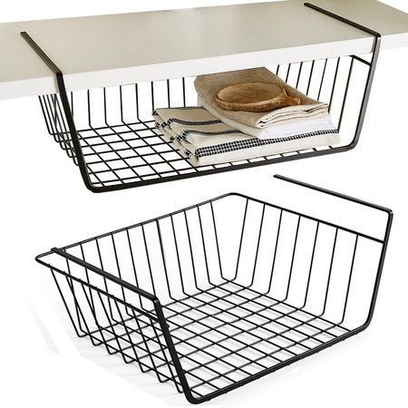 Agățat coș sub raft metal coș organizator bucătărie coș alb