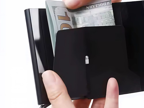 Men's rfid anti-theft wallet black for cards banknotes eco leather