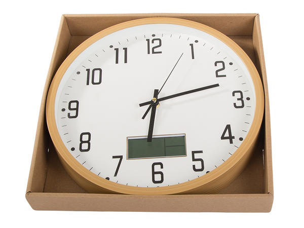 Reloj de pared grande silencioso 30cm puntero redondo fecha temperatura segundos