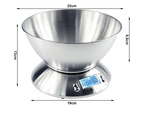 Electronic kitchen scale digital with bowl 5kg lcd silver metal