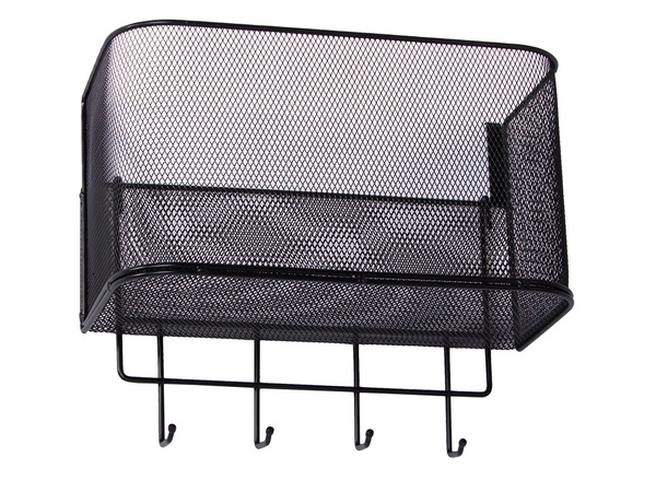 Korv metallist uksekorraldaja rippuvate riiulite konksud