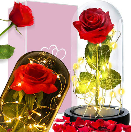 Everlasting rose in glass red led gift luminous for an occasion for women